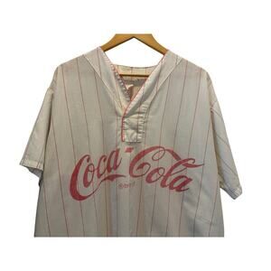 Vintage Coca-Cola Nightgown Pinstripe Logo Oversized Coke Nightshirt Size L